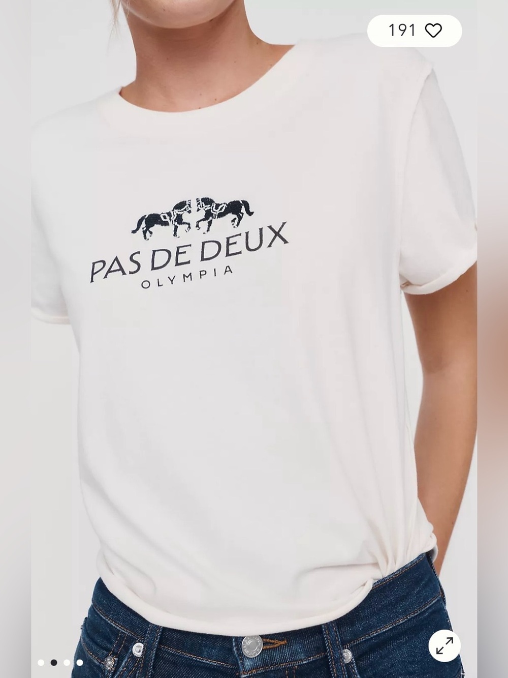 Anthropologie Caitlin Boxy Tee in White “Pas De Deux Olympia” Size XS. NWT